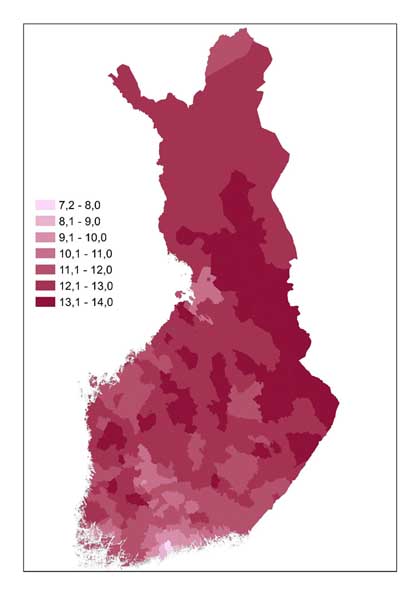 Henkilöautokannan keski-ikä kunnittain